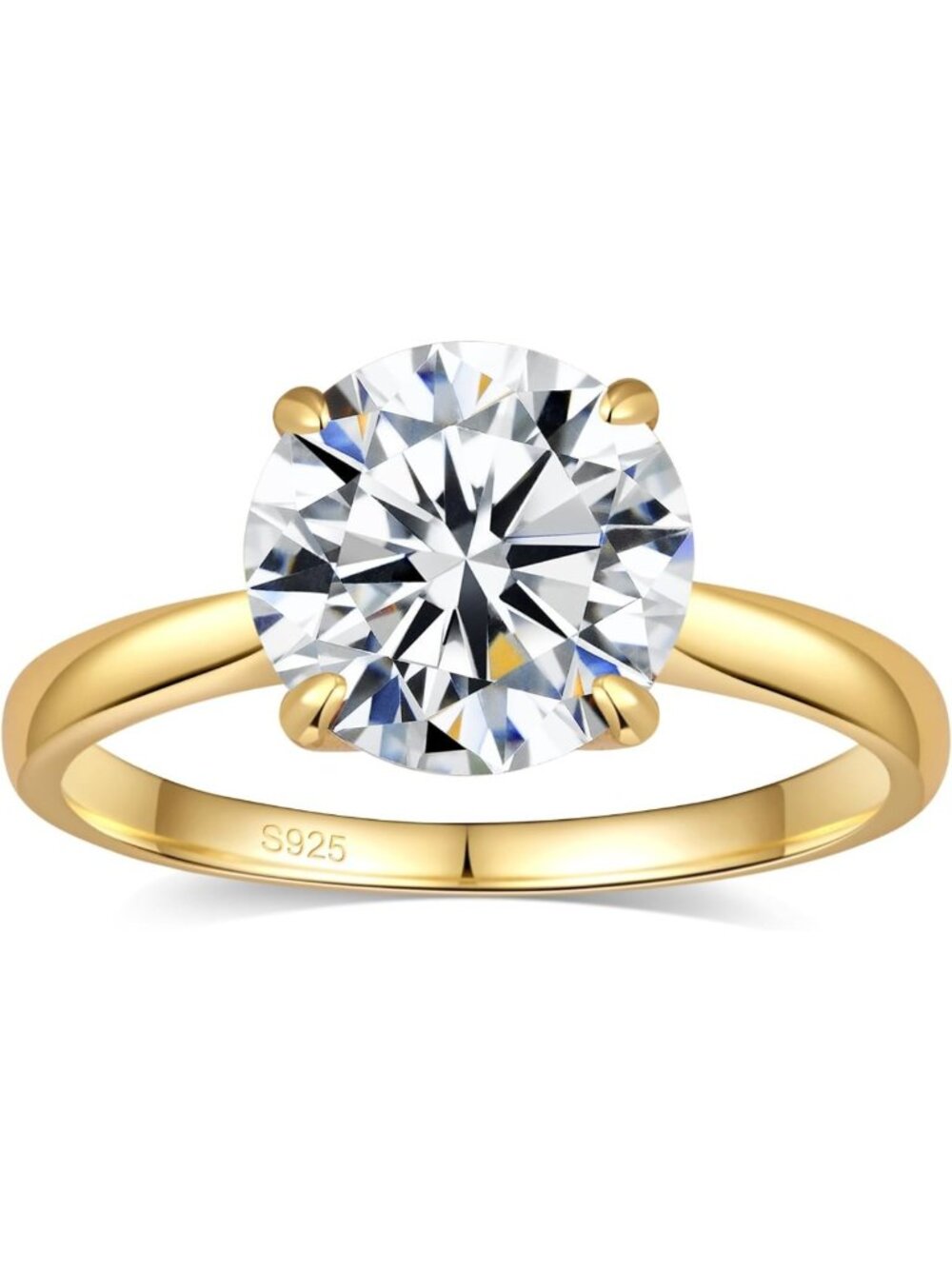 925 Sterling Silver Round Moissanite Engagement Ring for Women - Elegant